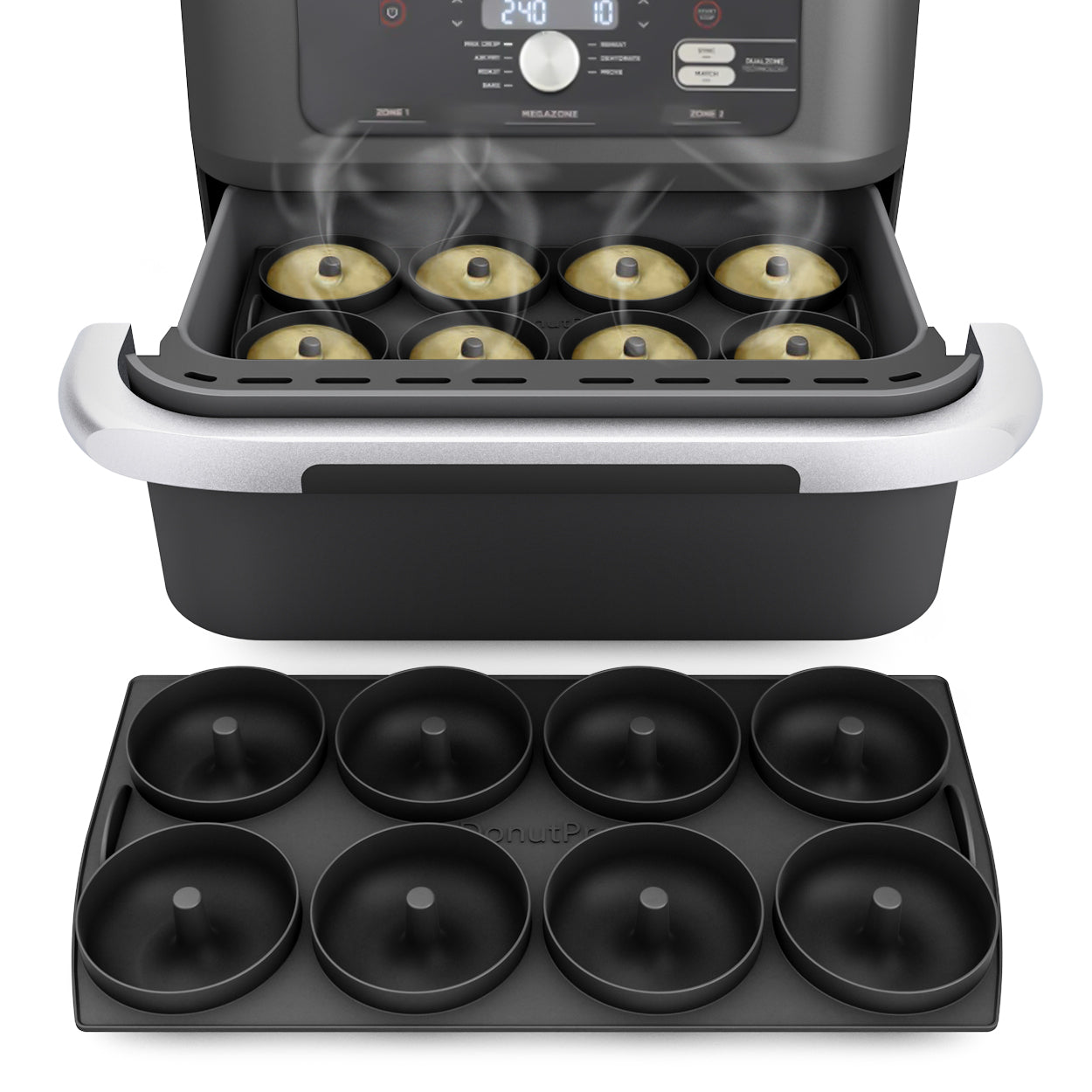 ZauberFry Donuteinsatz - Das Original, kompatibel mit Ninja AF500DE, AF500EU Heißluftfritteuse, 8 Donuts, Muffin, Kuchen, Backform, Zubehör