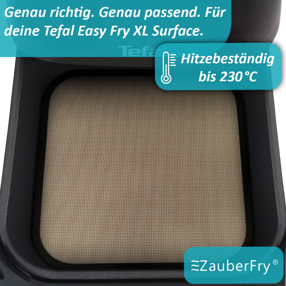 ZauberFry Dauerbackmatte Silikon Backmatte kompatibel mit Tefal Easy Fry XL Surface, Antihaft, Silikonmatte, Lebensmittelecht und Hitzebeständig, Zubehör für AirFryer