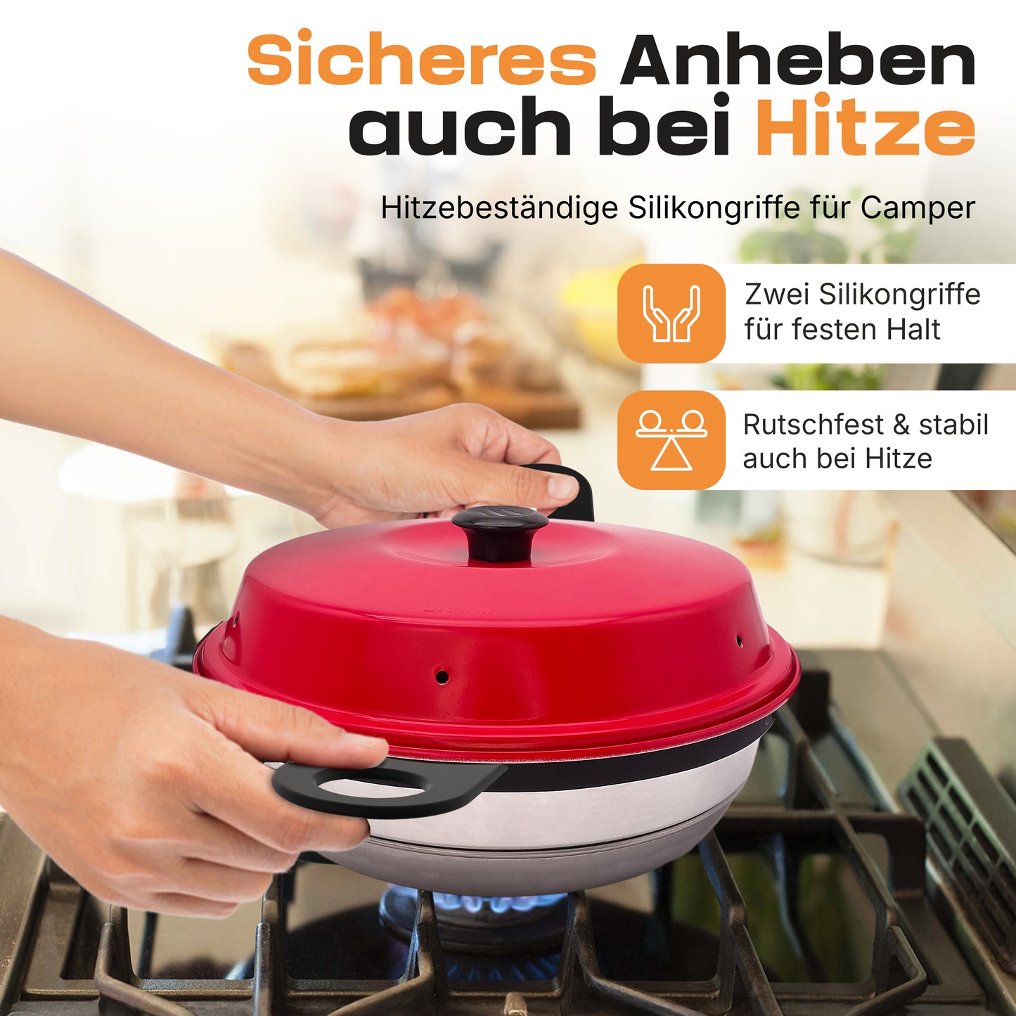 AUF LAGER UND SOFORT LIEFERBAR Silikon Haltegriff kompatibel mit Omnia, Enders Vamo, Crivit - Griff, Griffe - für Camping Backofen – Zubehör - hitzebeständig & spülmaschinenfest