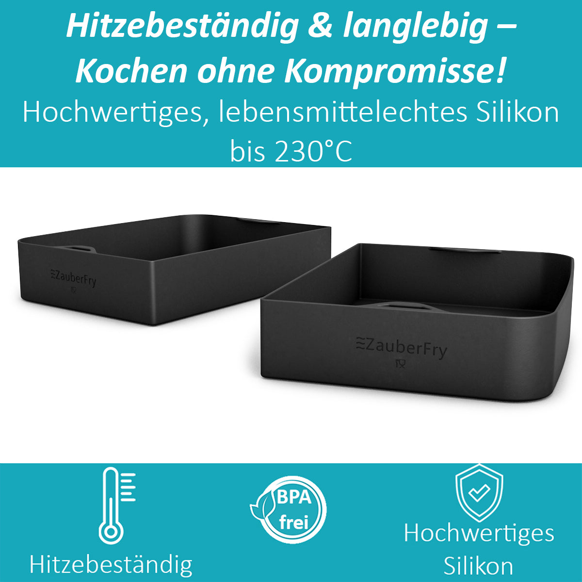 ZauberFry Backschalenteiler kompatibel mit Tefal OptiGrill, Elite, Plus +, Elite Plus, 4in1, 2in1 - 2 x Backschaleneinsatz aus Silikon, Zubehör, Backform