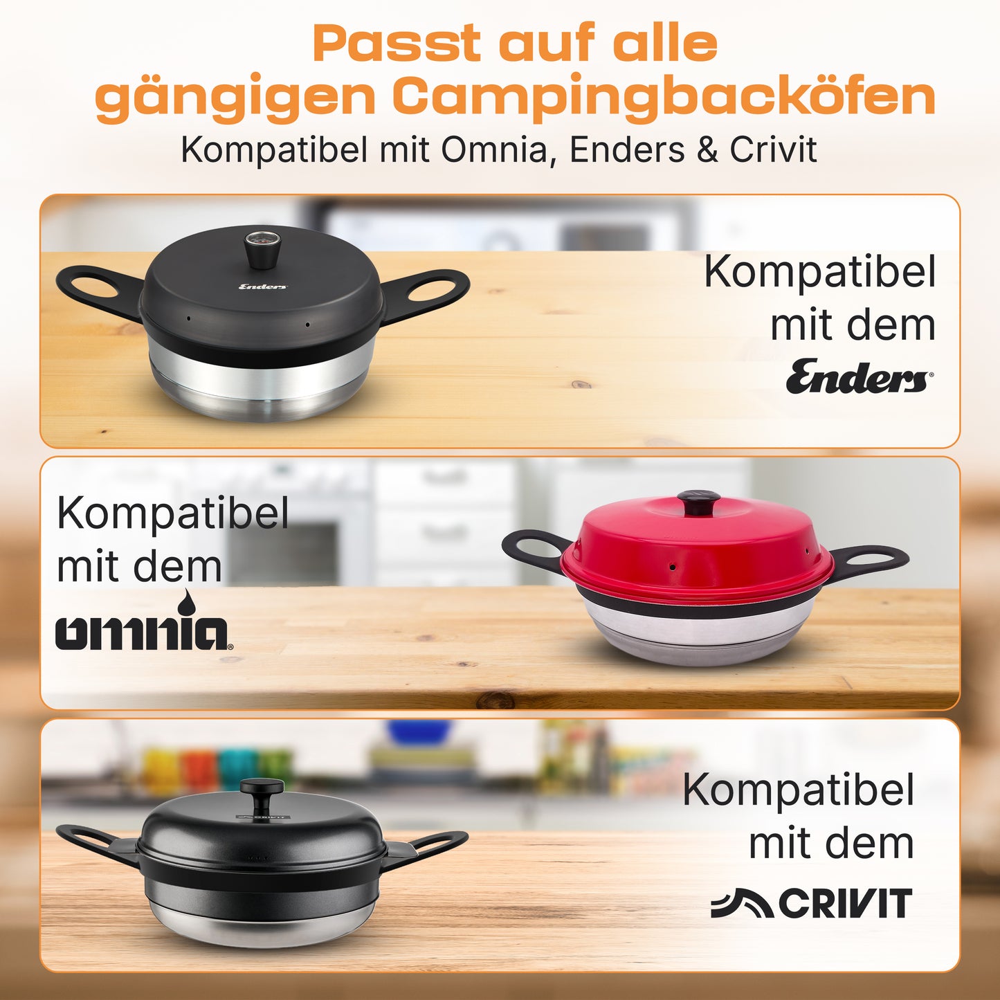 AUF LAGER UND SOFORT LIEFERBAR Silikon Haltegriff kompatibel mit Omnia, Enders Vamo, Crivit - Griff, Griffe - für Camping Backofen – Zubehör - hitzebeständig & spülmaschinenfest