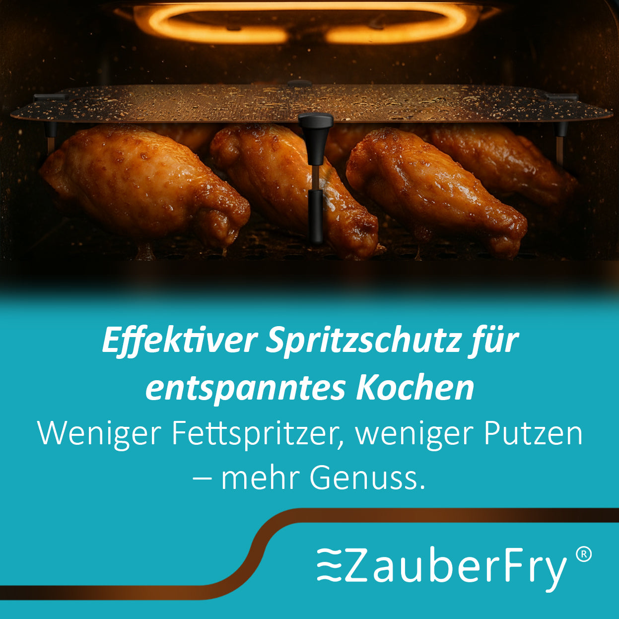 ZauberFry Spritzschutz, Effektiver Fettspritzschutz kompatibel mit Tefal Easy Fry XL Surface Heißluftfritteuse, Zubehör, Schutz für Heizspirale und Ventilator