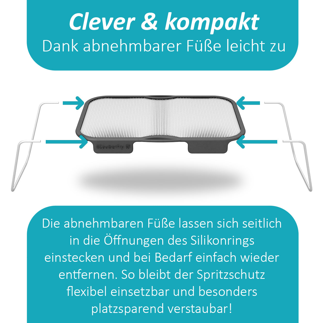 2x ZauberFry Universeller Spritzschutz mit abnehmbaren Füßen, effektiver Fettspritzschutz, kompatibel mit Ninja AF300EU, AF500EU, SL400EU und vielen weiteren Heißluftfritteusen, Zubehör