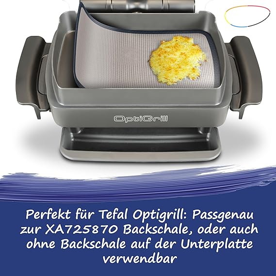 nobellgo Dauerbackmatte Silikon Backmatte kompatibel mit Tefal Optigrill, Antihaftbeschichtung, Silikonmatte, Lebensmittelecht und Hitzebeständig, Zubehör
