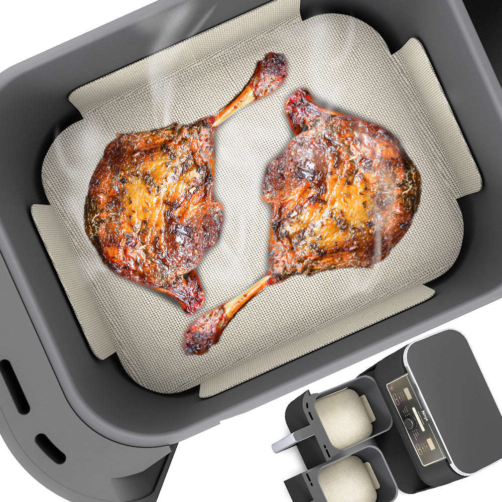 2x ZauberFry Dauerbackmatte Silikon Backmatte kompatibel mit Ninja Foodi AF400EU, AF451EU, AF500DE, Antihaft, Silikonmatte, Lebensmittelecht und Hitzebeständig, Zubehör für AirFryer