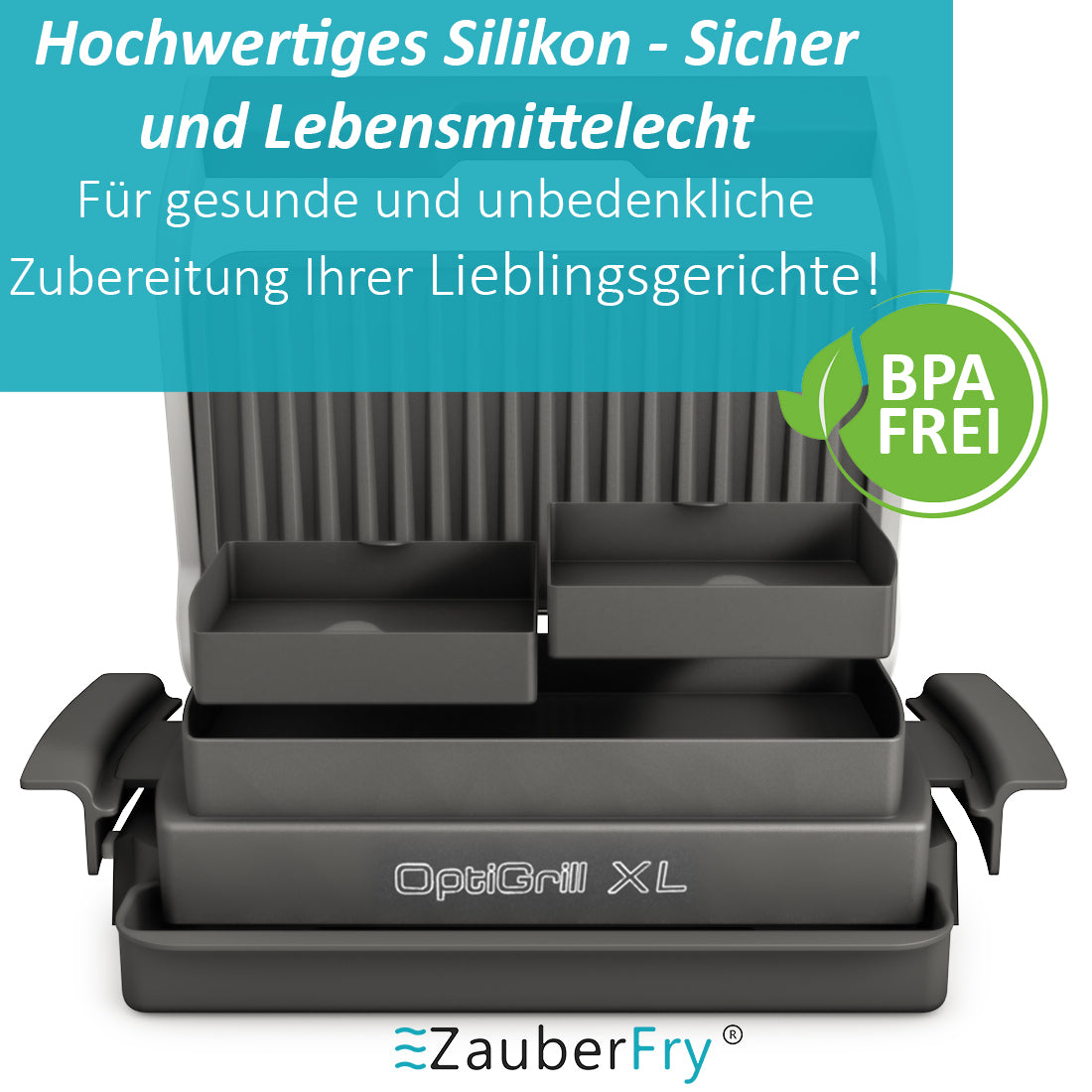 ZauberFry Backschalenteiler kompatibel mit Tefal OptiGrill XL, Elite XL, Plus + XL, Elite Plus XL, 2 x Backschaleneinsatz aus Silikon, Zubehör, Backform