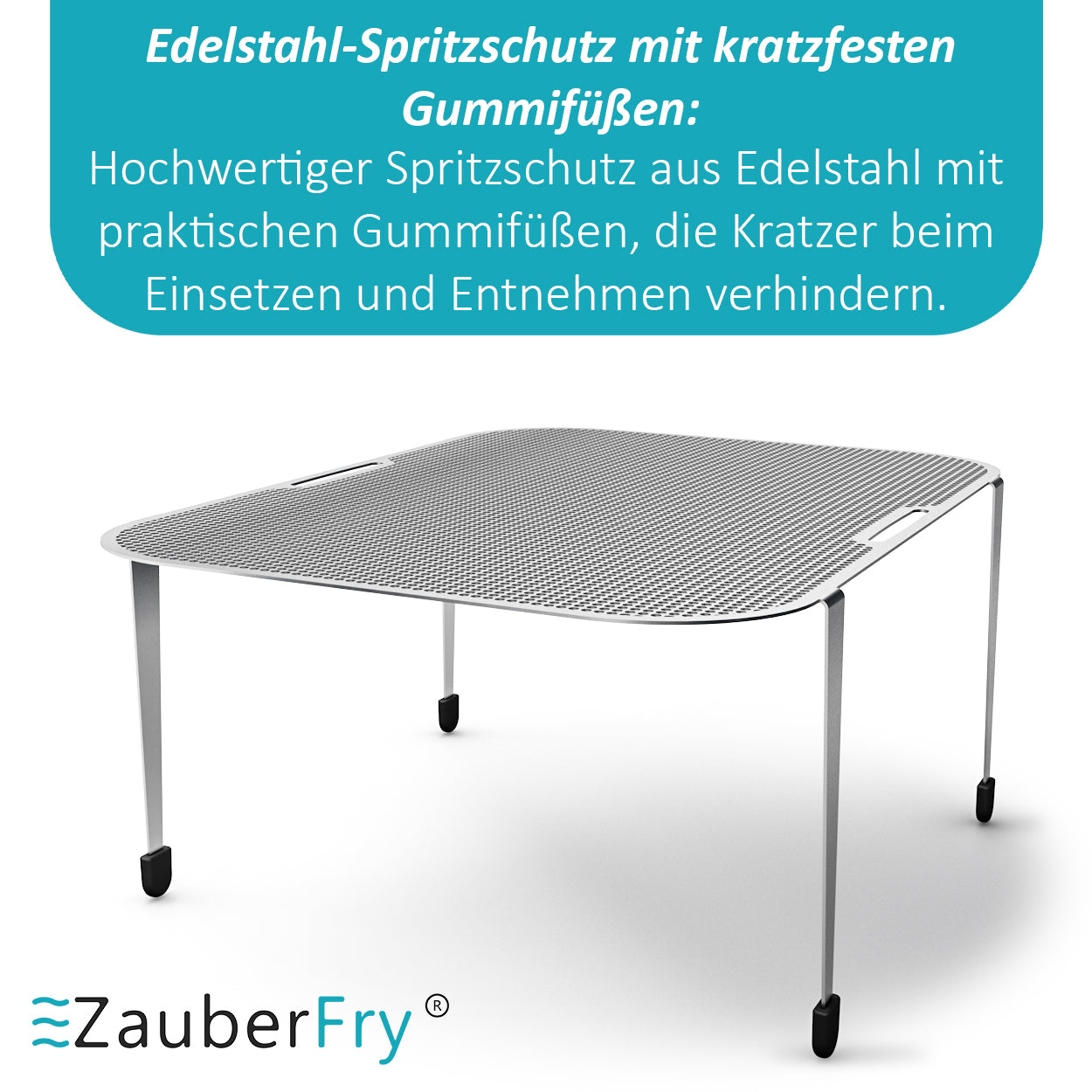 2x ZauberFry Spritzschutz, NEUE VERSION mit Gummifüßen, Effektiver Fettspritzschutz, kompatibel mit Ninja AF300EU, AF500EU, SL400EU und vielen weiteren Heißluftfritteusen, Zubehör