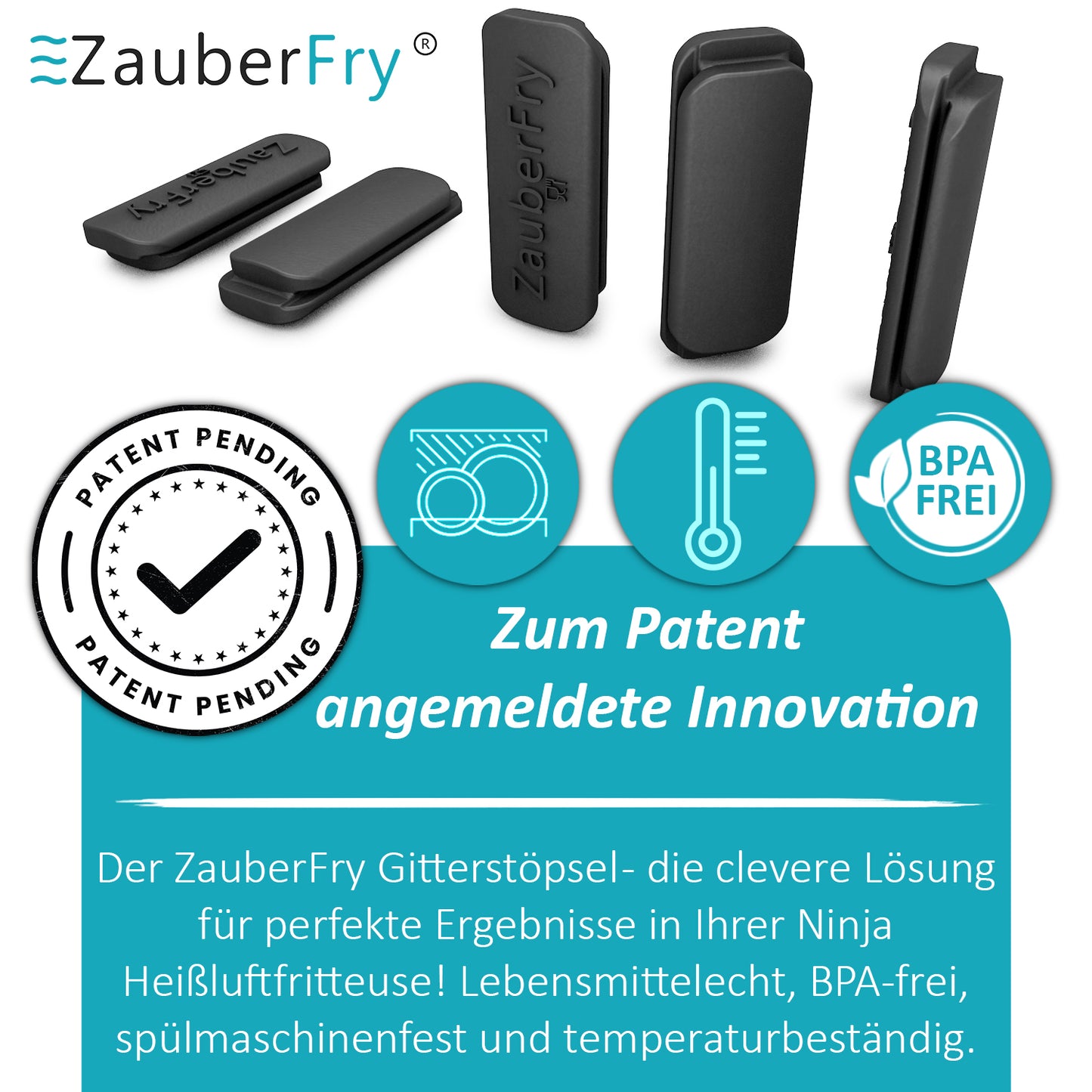 2 x ZauberFry Gitterstöpsel kompatibel mit Ninja AF300EU, AF400EU, AF451EU, AF500DE und SL400EU Heißluftfritteuse, kein Durchfallen der Lebensmittel mehr, Zubehör, lebensmittelecht, BPA-frei, temperaturbeständig