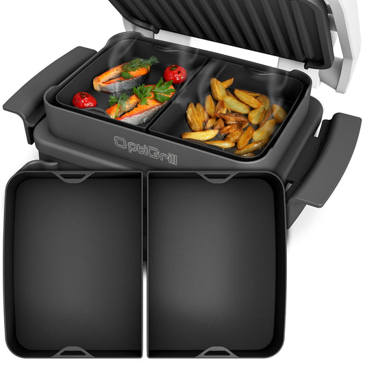 ZauberFry Backschalenteiler kompatibel mit Tefal OptiGrill, Elite, Plus +, Elite Plus, 4in1, 2in1 - 2 x Backschaleneinsatz aus Silikon, Zubehör, Backform
