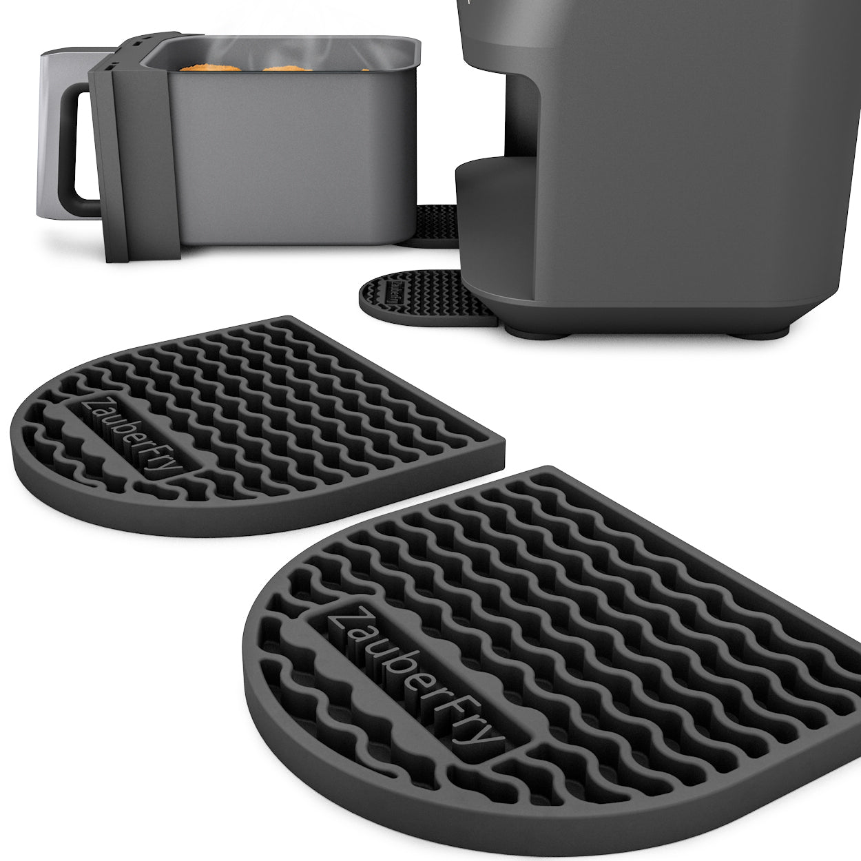 2x Original ZauberFry Silikon Untersetzer kompatibel mit Ninja AF300EU, AF400EU, AF451EU, AF500DE und SL400EU, Hitzeschutz, Lebensmittelecht, Hitzebeständig, platzsparend, Zubehör Heißluftfritteuse