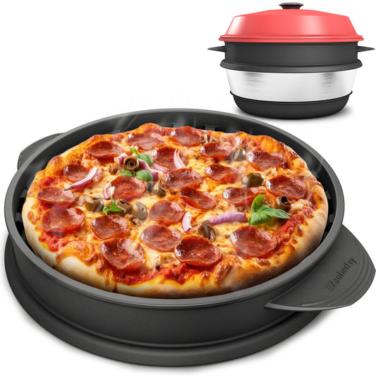 Aufgrund starker Nachfrage: Lieferung ab dem 30.05.2025 – jetzt vorbestellen! ZauberFry Pizzaaufsatz kompatibel mit Omnia Camping Backofen – Vollflächiger Backeinsatz aus Edelstahl & Silikon – Lebensmittelecht – Kein Loch in der Mitte – Für Pizza