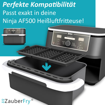 ZauberFry Waffeleinsatz - Das Original, kompatibel mit Ninja AF500DE, AF500EU Heißluftfritteuse, Waffeln, Belgische Waffeln, Backform, Zubehör