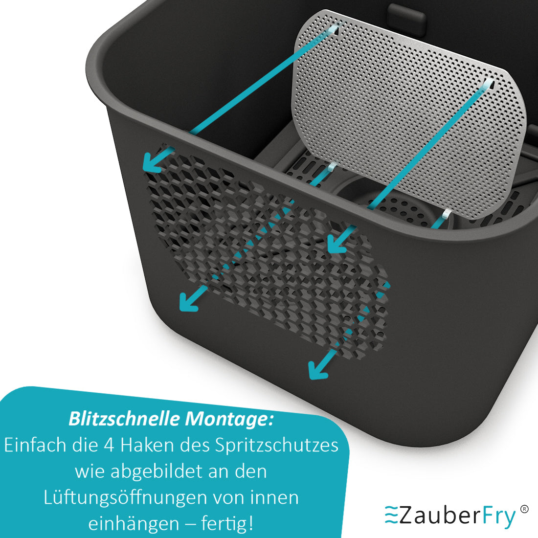 2x ZauberFry Spritzschutz, Effektiver Fettspritzschutz kompatibel mit Ninja Double Stack SL400EU Heißluftfritteuse, Zubehör, Schutz für Heizspirale und Ventilator