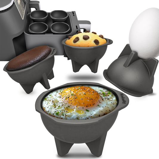 4x ZauberFry Pochiereinsätze – Multifunktional, Eierkocher, Muffins & Kuchen, Kompatibel mit Ninja AF400EU, AF451EU, AF500DE, SL400EU Heißluftfritteuse, Lebensmittelecht & Hitzebeständig