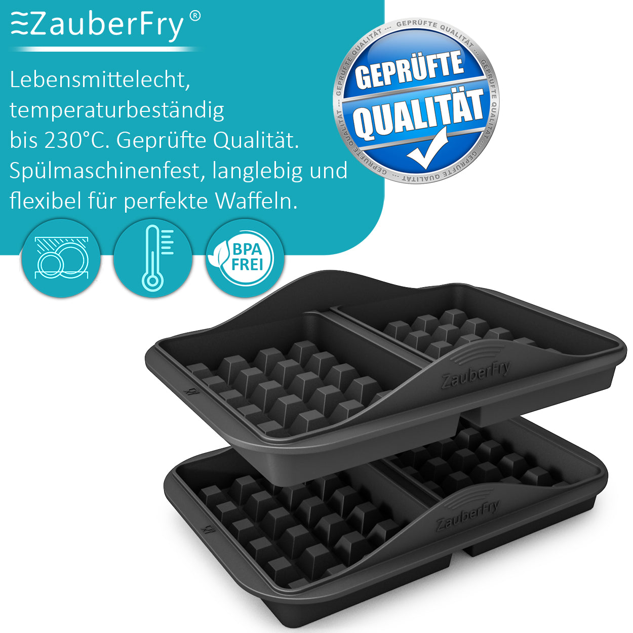 2 x ZauberFry Waffeleinsatz, kompatibel mit Ninja AF300EU, AF400EU, AF451EU, SL400EU und AF500DE Heißluftfritteuse, Belgische Waffeln, Waffel, Zubehör