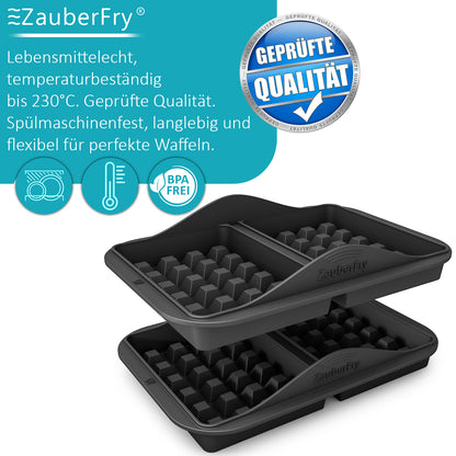 2 x ZauberFry Waffeleinsatz, kompatibel mit Ninja AF300EU, AF400EU, AF451EU, SL400EU und AF500DE Heißluftfritteuse, Belgische Waffeln, Waffel, Zubehör
