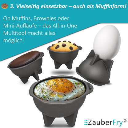 4x ZauberFry Pochiereinsätze – Multifunktional, Eierkocher, Muffins & Kuchen, Kompatibel mit Ninja AF400EU, AF451EU, AF500DE, SL400EU Heißluftfritteuse, Lebensmittelecht & Hitzebeständig