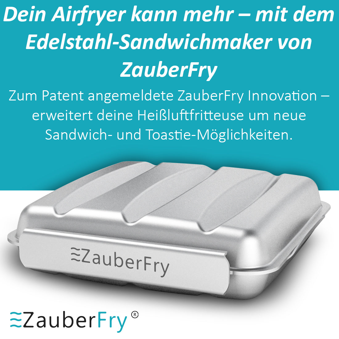 Aufgrund hoher Nachfrage – Lieferung ab 29.12.2025 - ZauberFry Sandwichmaker - kompatibel mit Ninja, Cosori, Philips, Tefal u. v. m. Heißluftfritteusen, Airfryer, Toastie- & Panini-Form, Zubehör, Sandwich
