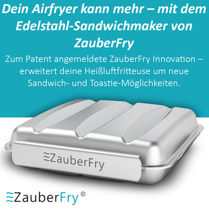 Aufgrund hoher Nachfrage – Lieferung ab 29.12.2025 - ZauberFry Sandwichmaker - kompatibel mit Ninja, Cosori, Philips, Tefal u. v. m. Heißluftfritteusen, Airfryer, Toastie- & Panini-Form, Zubehör, Sandwich