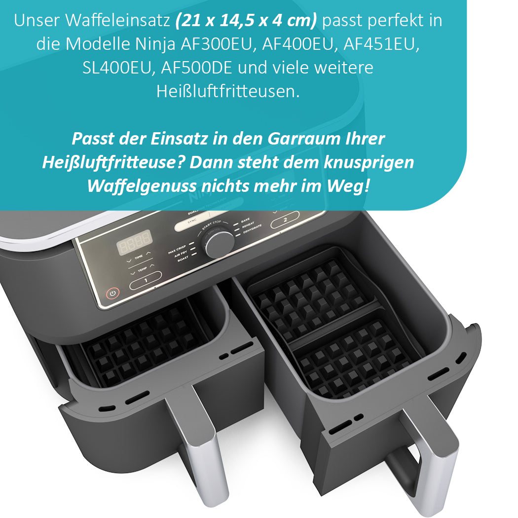 2 x ZauberFry Waffeleinsatz, kompatibel mit Ninja AF300EU, AF400EU, AF451EU, SL400EU und AF500DE Heißluftfritteuse, Belgische Waffeln, Waffel, Zubehör