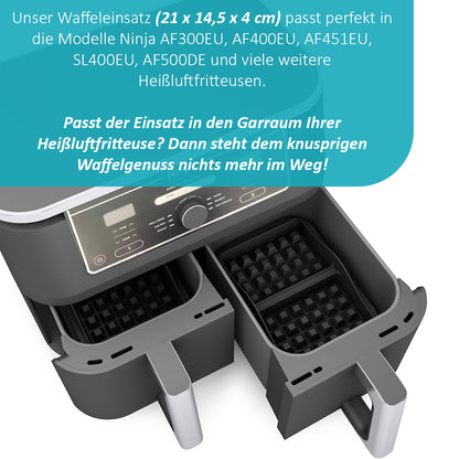 2 x ZauberFry Waffeleinsatz, kompatibel mit Ninja AF300EU, AF400EU, AF451EU, SL400EU und AF500DE Heißluftfritteuse, Belgische Waffeln, Waffel, Zubehör