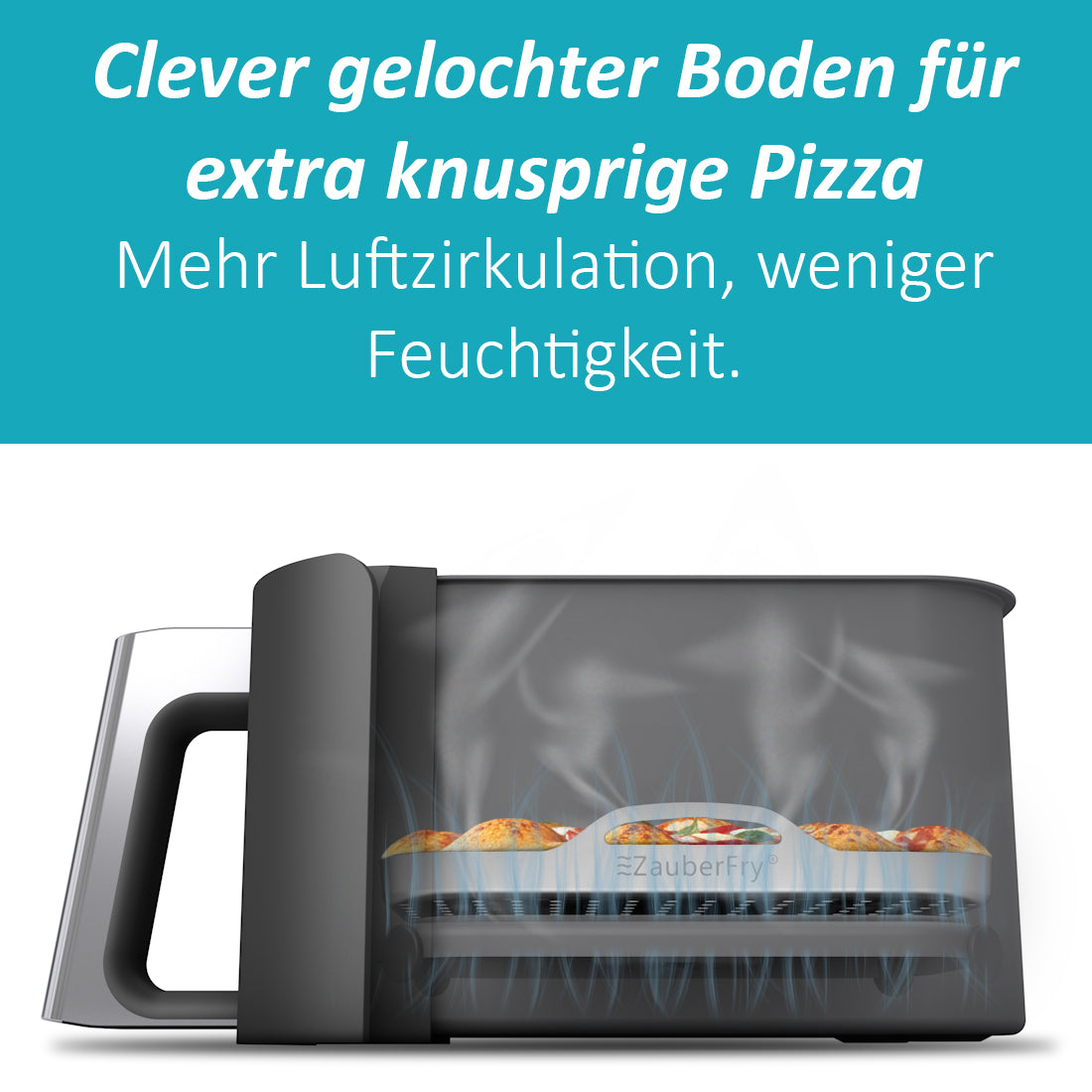 ZauberFry 2er-Set Edelstahl-Pizzaeinsätze (rechteckig, gelocht) – kompatibel mit Ninja Heißluftfritteusen AF300EU / AF400EU / AF500EU / SL400EU – Pizzaeinsatz, Zubehör