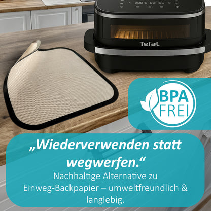 ZauberFry Dauerbackmatte Silikon Backmatte kompatibel mit Tefal Easy Fry XL Surface, Antihaft, Silikonmatte, Lebensmittelecht und Hitzebeständig, Zubehör für AirFryer