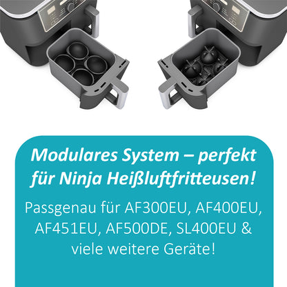 4x ZauberFry Pochiereinsätze – Multifunktional, Eierkocher, Muffins & Kuchen, Kompatibel mit Ninja AF400EU, AF451EU, AF500DE, SL400EU Heißluftfritteuse, Lebensmittelecht & Hitzebeständig