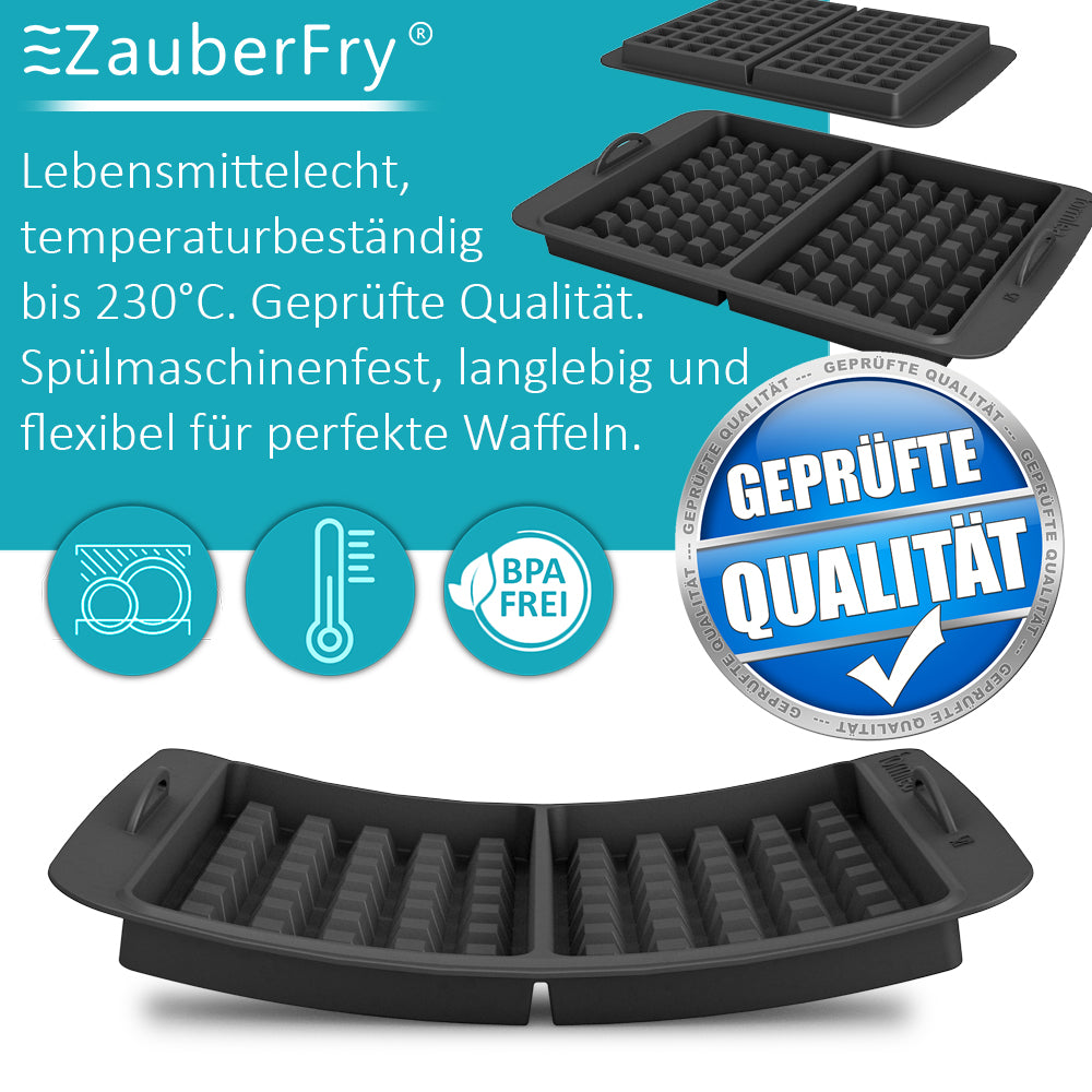 Waffeleinsatz kompatibel mit Tefal OptiGrill Standardmodellen, 4in1, 2in1, Elite, Plus +, Backschaleneinsatz aus Silikon, Belgische Waffeln, Waffel, Zubehör