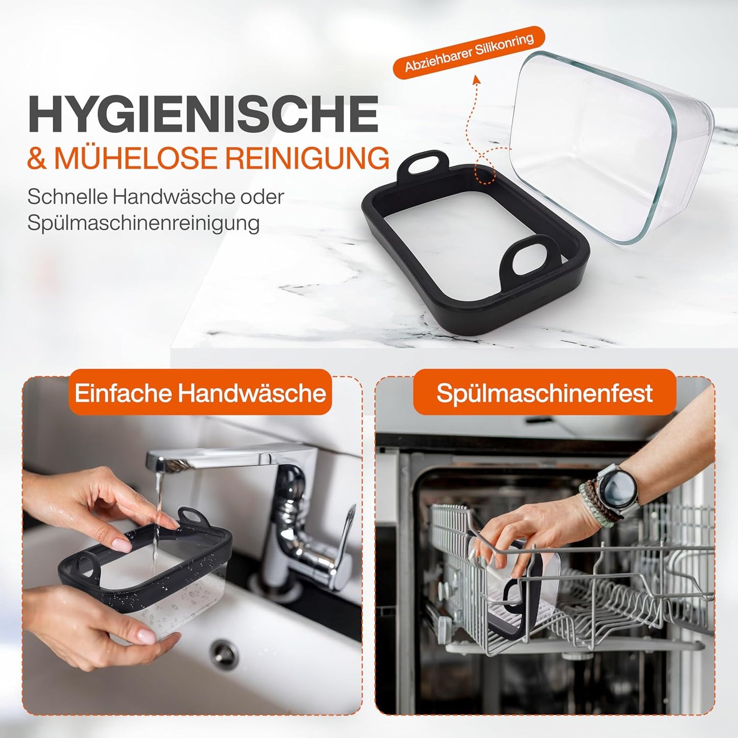 Glas Auflaufform für Airfryer mit Silikongriffen für Cosori, Ninja, Philips uvm