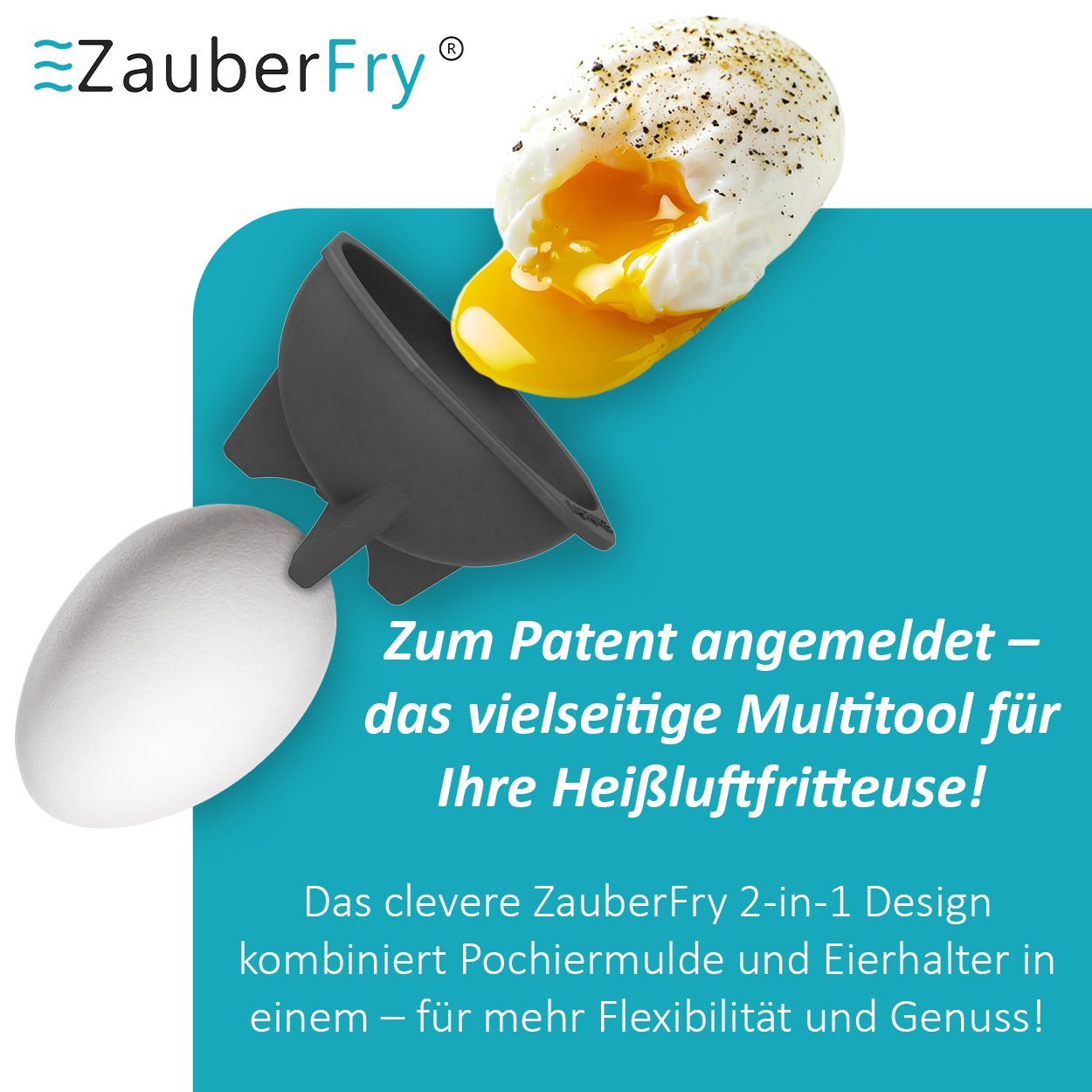 4x ZauberFry Pochiereinsätze – Multifunktional, Eierkocher, Muffins & Kuchen, Kompatibel mit Ninja AF400EU, AF451EU, AF500DE, SL400EU Heißluftfritteuse, Lebensmittelecht & Hitzebeständig