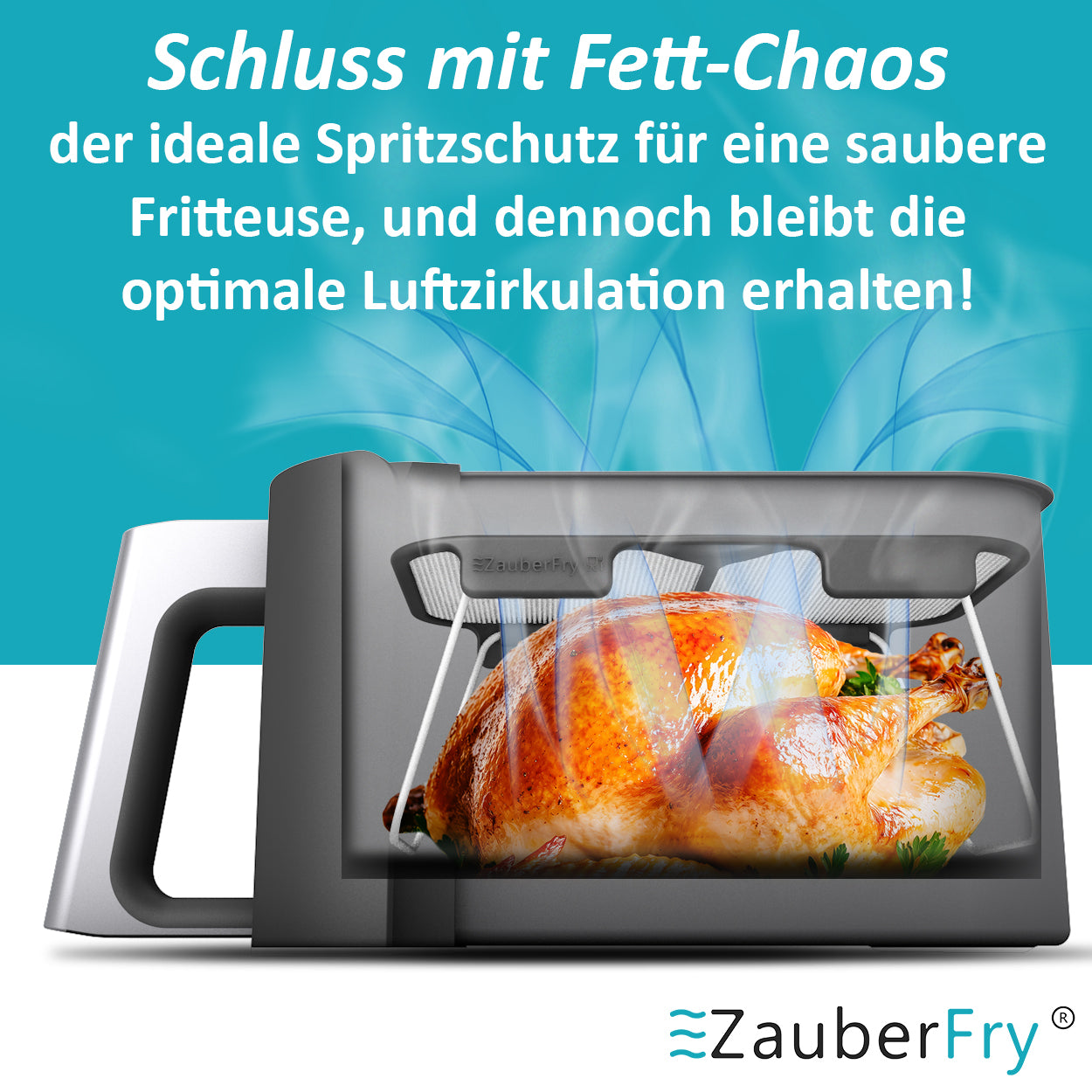 2x ZauberFry Universeller Spritzschutz mit abnehmbaren Füßen, effektiver Fettspritzschutz, kompatibel mit Ninja AF300EU, AF500EU, SL400EU und vielen weiteren Heißluftfritteusen, Zubehör