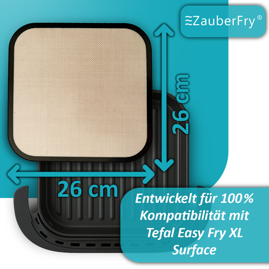ZauberFry Dauerbackmatte Silikon Backmatte kompatibel mit Tefal Easy Fry XL Surface, Antihaft, Silikonmatte, Lebensmittelecht und Hitzebeständig, Zubehör für AirFryer