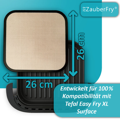 ZauberFry Dauerbackmatte Silikon Backmatte kompatibel mit Tefal Easy Fry XL Surface, Antihaft, Silikonmatte, Lebensmittelecht und Hitzebeständig, Zubehör für AirFryer
