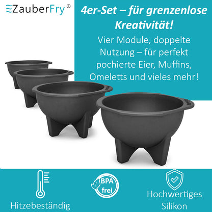 4x ZauberFry Pochiereinsätze – Multifunktional, Eierkocher, Muffins & Kuchen, Kompatibel mit Ninja AF400EU, AF451EU, AF500DE, SL400EU Heißluftfritteuse, Lebensmittelecht & Hitzebeständig