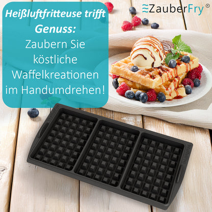 ZauberFry Waffeleinsatz - Das Original, kompatibel mit Ninja AF500DE, AF500EU Heißluftfritteuse, Waffeln, Belgische Waffeln, Backform, Zubehör