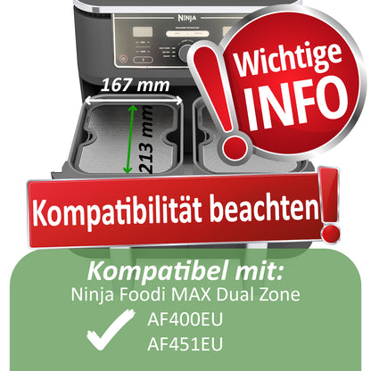 2x protection anti-éclaboussures ZauberFry, protection anti-éclaboussures de graisse efficace compatible avec friteuse à air chaud Ninja Foodi MAX Dual Zone AF400EU &amp; AF451EU, accessoires, protection pour serpentin de chauffage et ventilateur