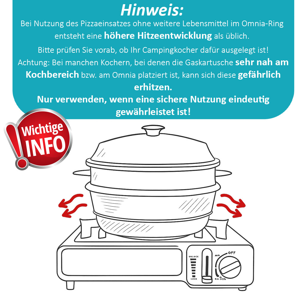 VORBESTELLUNG! AUFGRUND STARKER NACHFRAGE! VERSAND AM 03.10.2025 ZauberFry Pizzaaufsatz kompatibel mit Omnia Camping Backofen – Vollflächiger Backeinsatz aus Edelstahl & Silikon – Lebensmittelecht – Kein Loch in der Mitte – Für Pizza