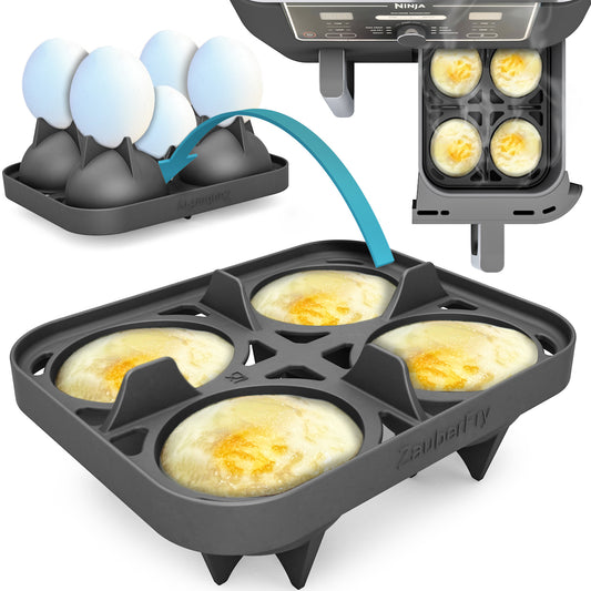 1 x ZauberFry 2-in-1 Pochiereinsatz und Eierkocher kompatibel mit Ninja AF400EU, AF451EU, AF500DE und SL400EU Heißluftfritteuse, Zubehör, Lebensmittelecht und Temperaturbeständig