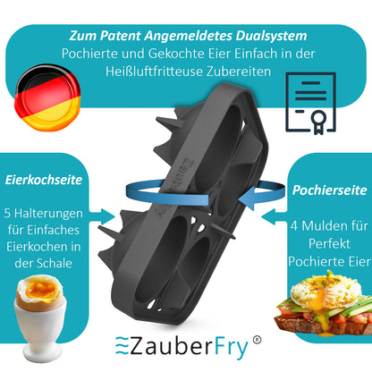 1 x ZauberFry 2-in-1 Pochiereinsatz und Eierkocher kompatibel mit Ninja AF400EU, AF451EU, AF500DE und SL400EU Heißluftfritteuse, Zubehör, Lebensmittelecht und Temperaturbeständig