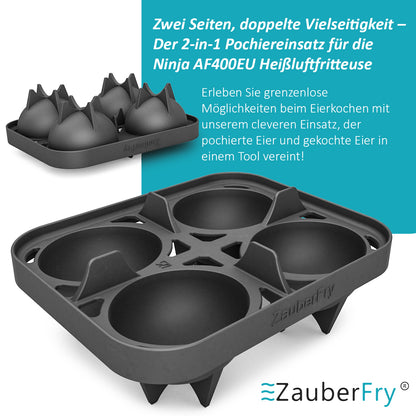 1 x ZauberFry 2-in-1 Pochiereinsatz und Eierkocher kompatibel mit Ninja AF400EU, AF451EU, AF500DE und SL400EU Heißluftfritteuse, Zubehör, Lebensmittelecht und Temperaturbeständig