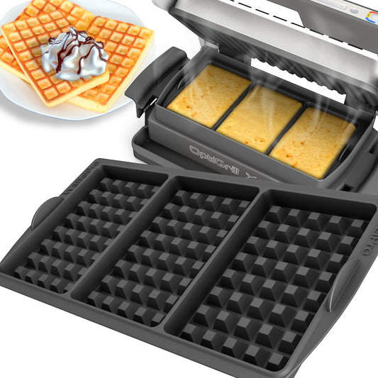 ZauberFry Waffeleinsatz kompatibel mit Tefal OptiGrill XL, Elite XL, Plus + XL, Elite Plus XL, Backschaleneinsatz aus Silikon, Belgische Waffeln, Zubehör