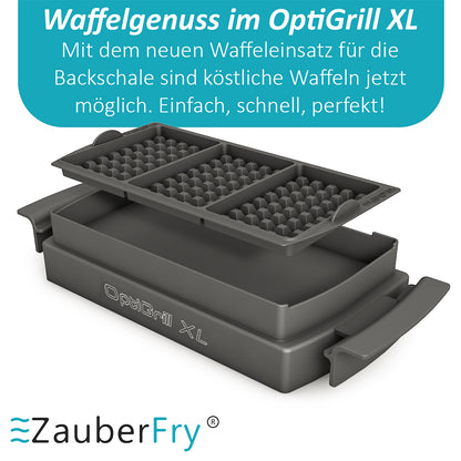 ZauberFry Waffeleinsatz kompatibel mit Tefal OptiGrill XL, Elite XL, Plus + XL, Elite Plus XL, Backschaleneinsatz aus Silikon, Belgische Waffeln, Zubehör