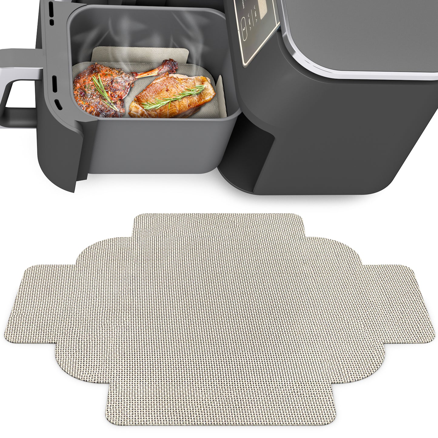 2x ZauberFry Tapis de Cuisson permanent en silicone compatible avec Ninja Foodi AF400EU, AF451EU, AF500DE, antiadhésif, tapis en silicone, adapté aux aliments et résistant à la chaleur, accessoires pour AirFryer 