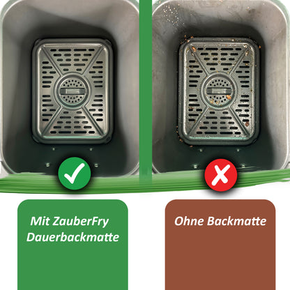 2x ZauberFry Tapis de Cuisson permanent en silicone compatible avec Ninja Foodi AF400EU, AF451EU, AF500DE, antiadhésif, tapis en silicone, adapté aux aliments et résistant à la chaleur, accessoires pour AirFryer 