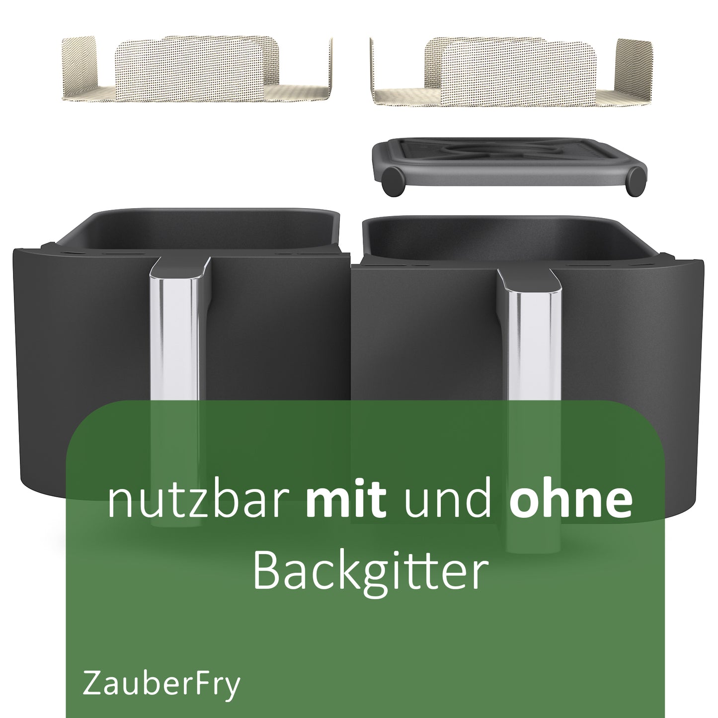 2x ZauberFry Tapis de Cuisson permanent en silicone compatible avec Ninja Foodi AF400EU, AF451EU, AF500DE, antiadhésif, tapis en silicone, adapté aux aliments et résistant à la chaleur, accessoires pour AirFryer 