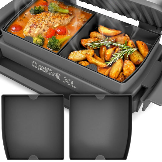 ZauberFry Backschalenteiler kompatibel mit Tefal OptiGrill XL, Elite XL, Plus + XL, Elite Plus XL, 2 x Backschaleneinsatz aus Silikon, Zubehör, Backform