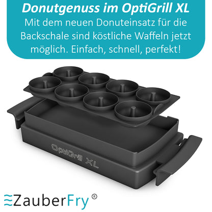 ZauberFry Donuteinsatz kompatibel mit Tefal OptiGrill XL, Elite XL, Plus + XL, Elite Plus XL, Backschaleneinsatz aus Silikon, 8 Donuts, Zubehör (Donuteinsatz, Für OptiGrill XL)