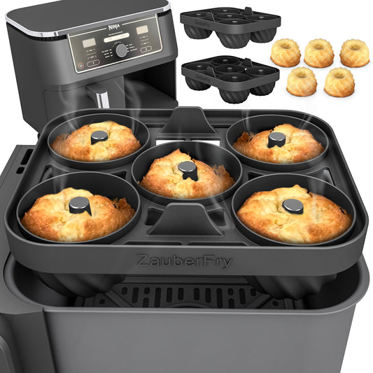 2 x ZauberFry Mini Gugelhupf Backform, kompatibel mit Ninja AF400EU, AF451EU, AF500DE und SL400EU Heißluftfritteuse, Zubehör, Kuchen, Muffins, Brownies Backen