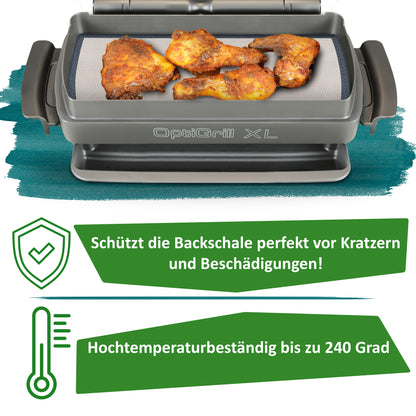 Dauerbackmatte Silikon Backmatte kompatibel mit Tefal Optigrill XL, Antihaftbeschichtung, Silikonmatte, Lebensmittelecht und Hitzebeständig, Zubehör (passend für die große Backschale)